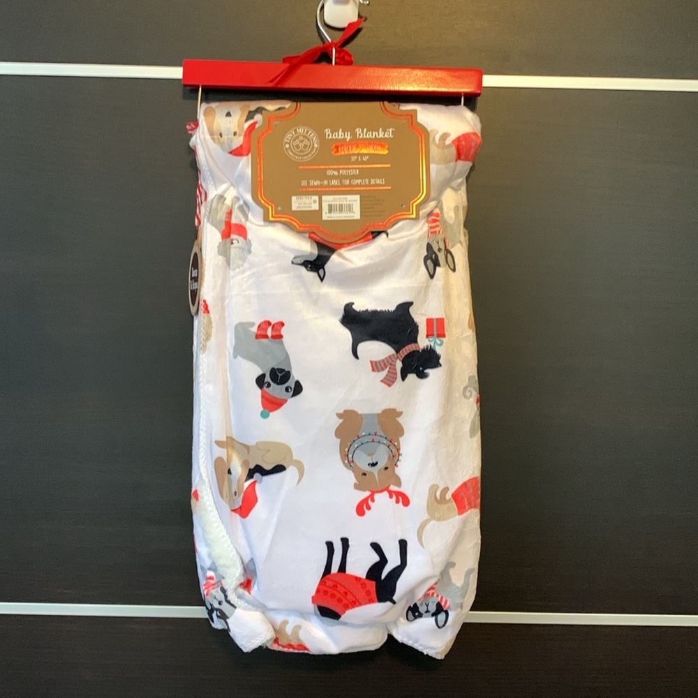 Tiny Mittens Puppy Days of Winter Holiday Reversible Sherpa Baby Blanket - Picture 6 of 10